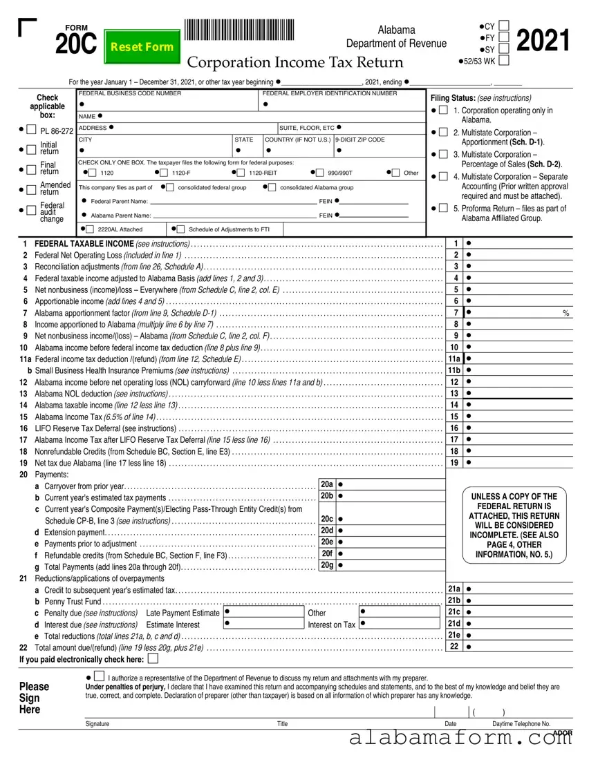 Blank Alabama 20C PDF Template