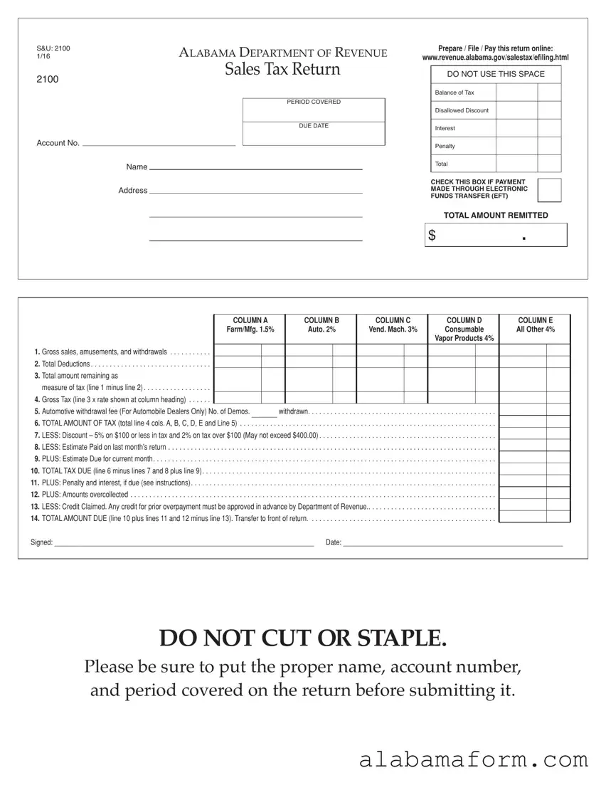 Blank Alabama 2100 PDF Template