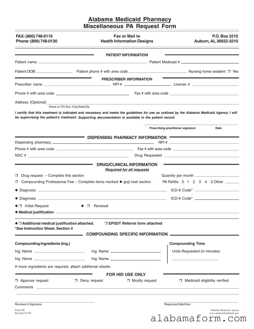 Blank Alabama 390 PDF Template