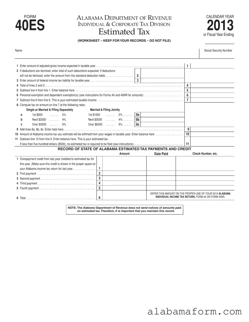 Blank Alabama 40Es PDF Template