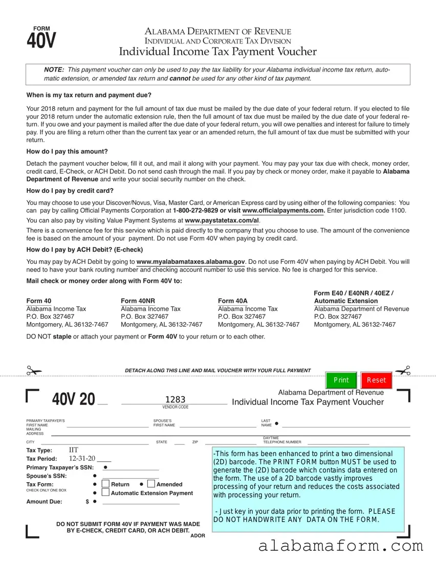 Blank Alabama 40V PDF Template