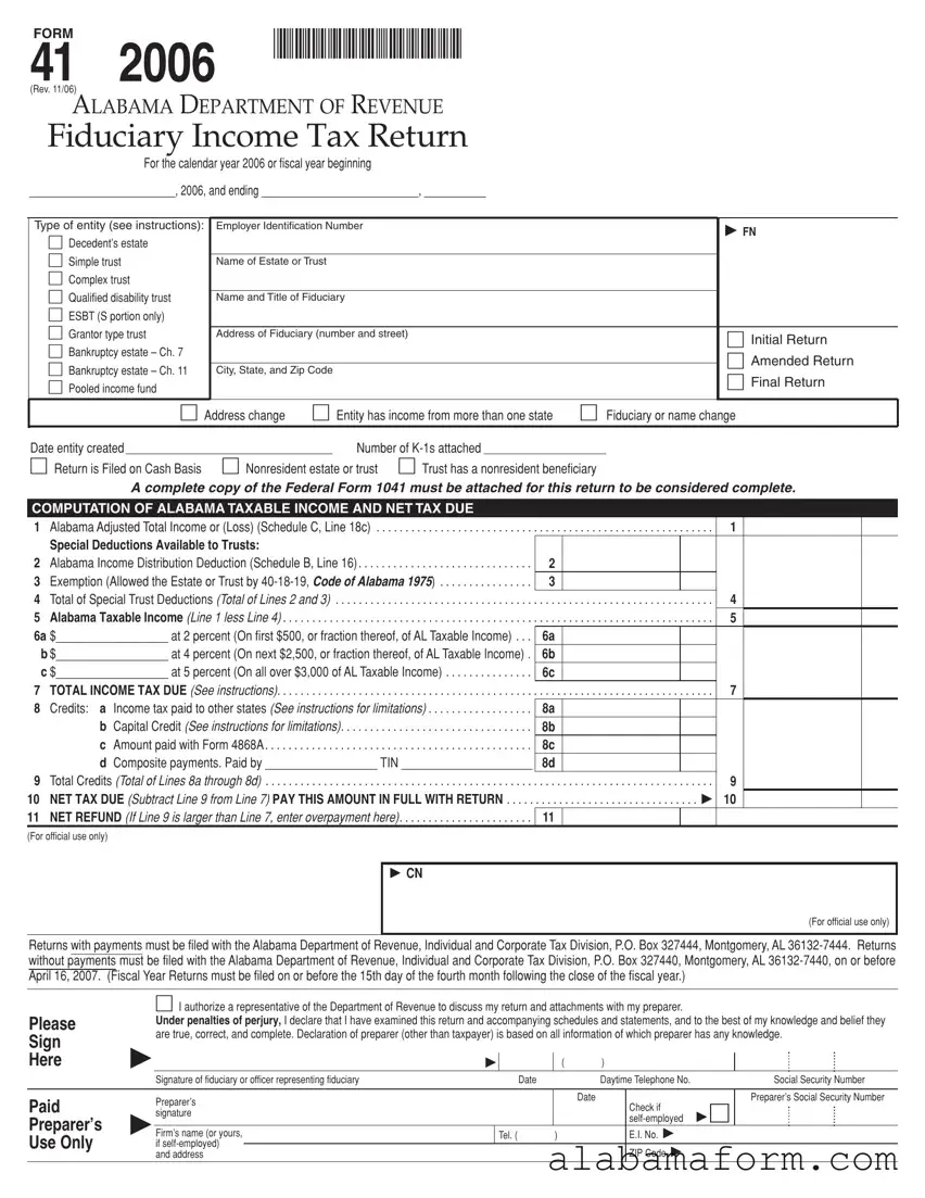 Blank Alabama 41 PDF Template