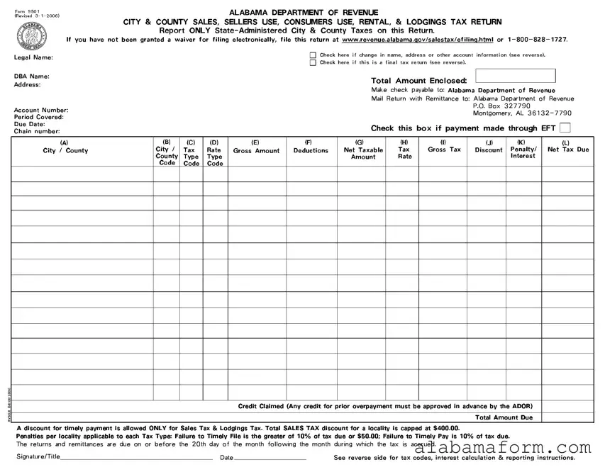 Blank Alabama 9501 PDF Template