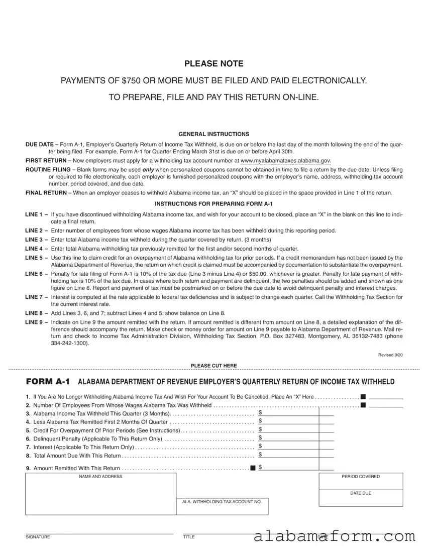 Blank Alabama A 1 PDF Template
