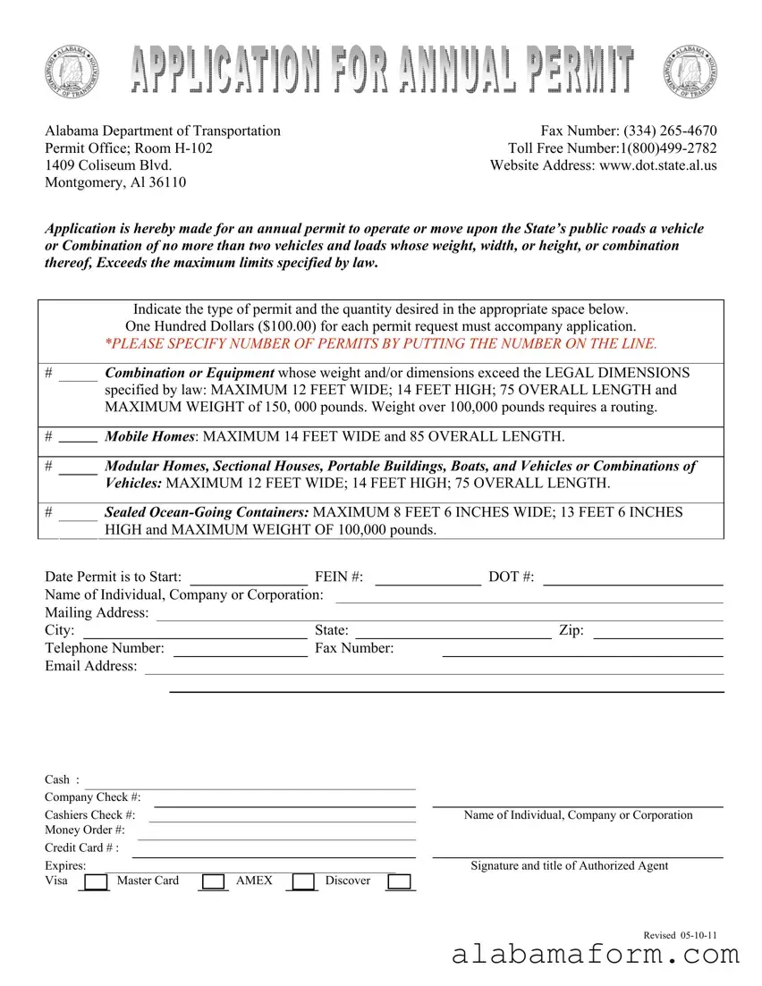 Blank Alabama Annual Permit PDF Template