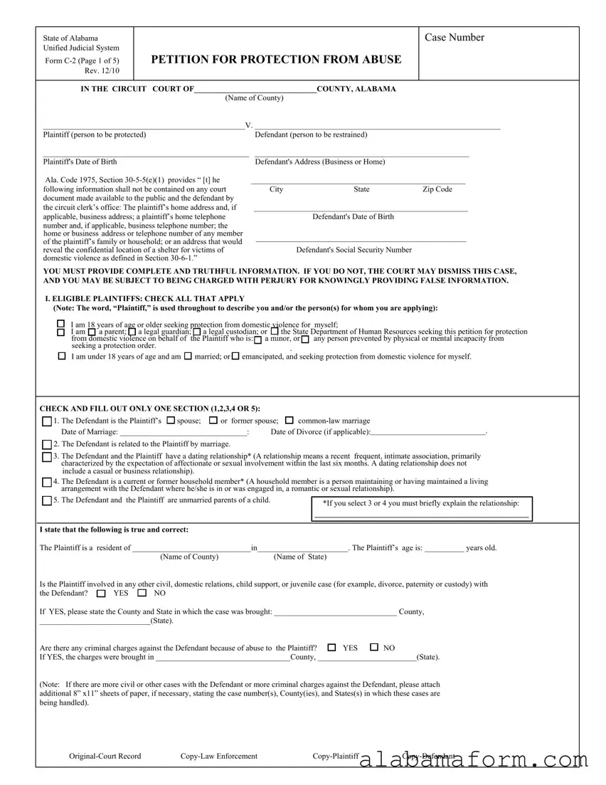 Blank Alabama C 2 PDF Template