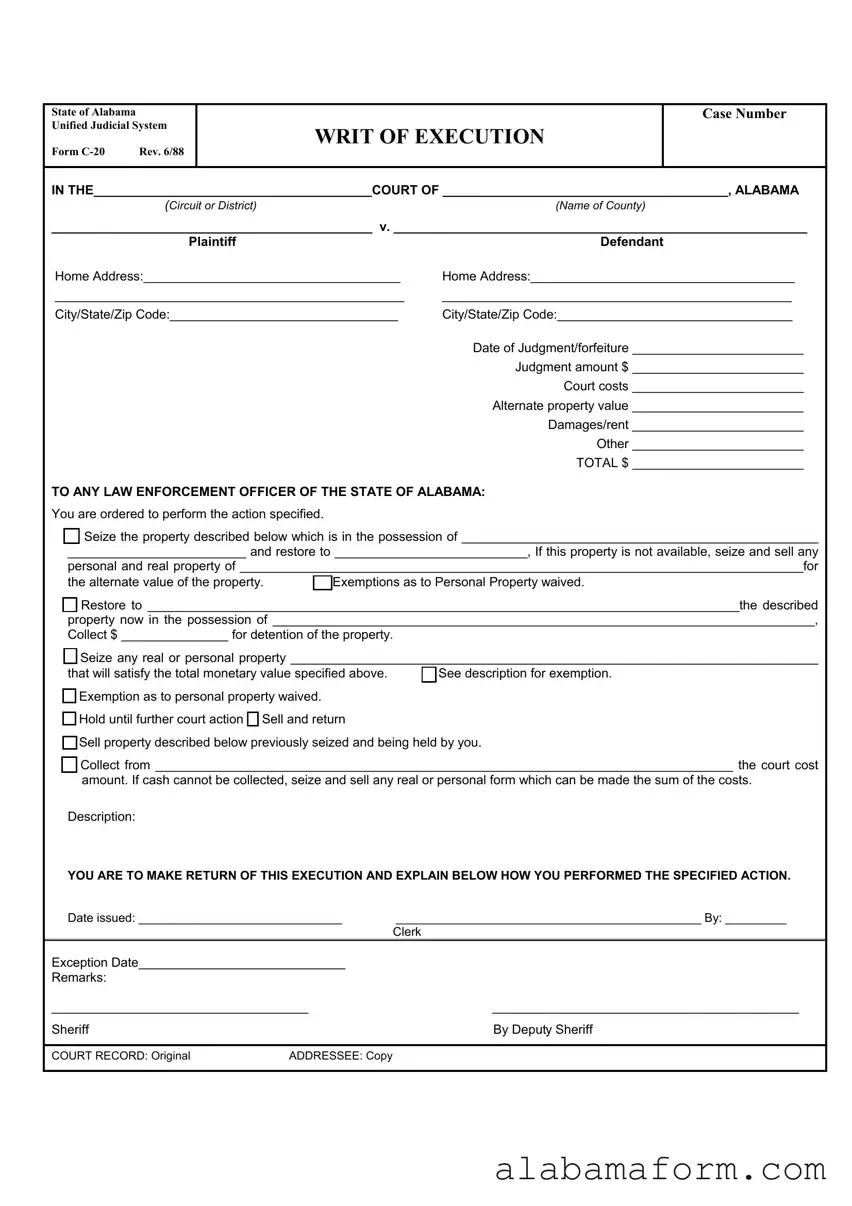 Blank Alabama C 20 PDF Template