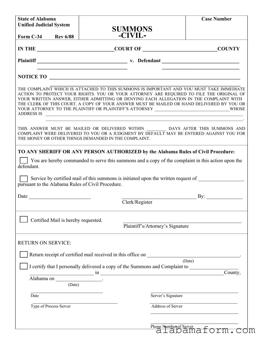 Blank Alabama C 34 PDF Template