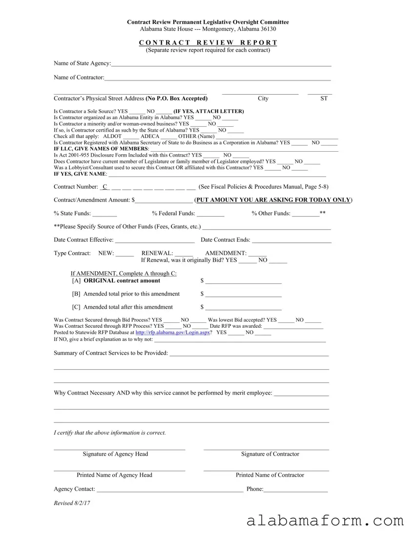 Blank Alabama Contract PDF Template