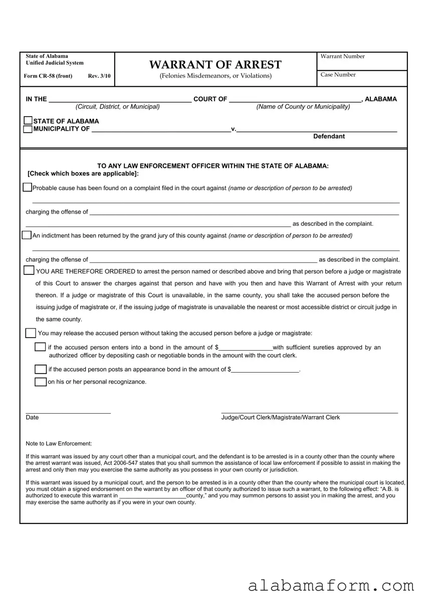 Blank Alabama Cr 58 PDF Template
