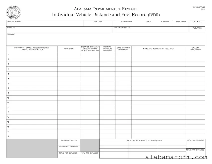 Blank Alabama Irp 44 PDF Template