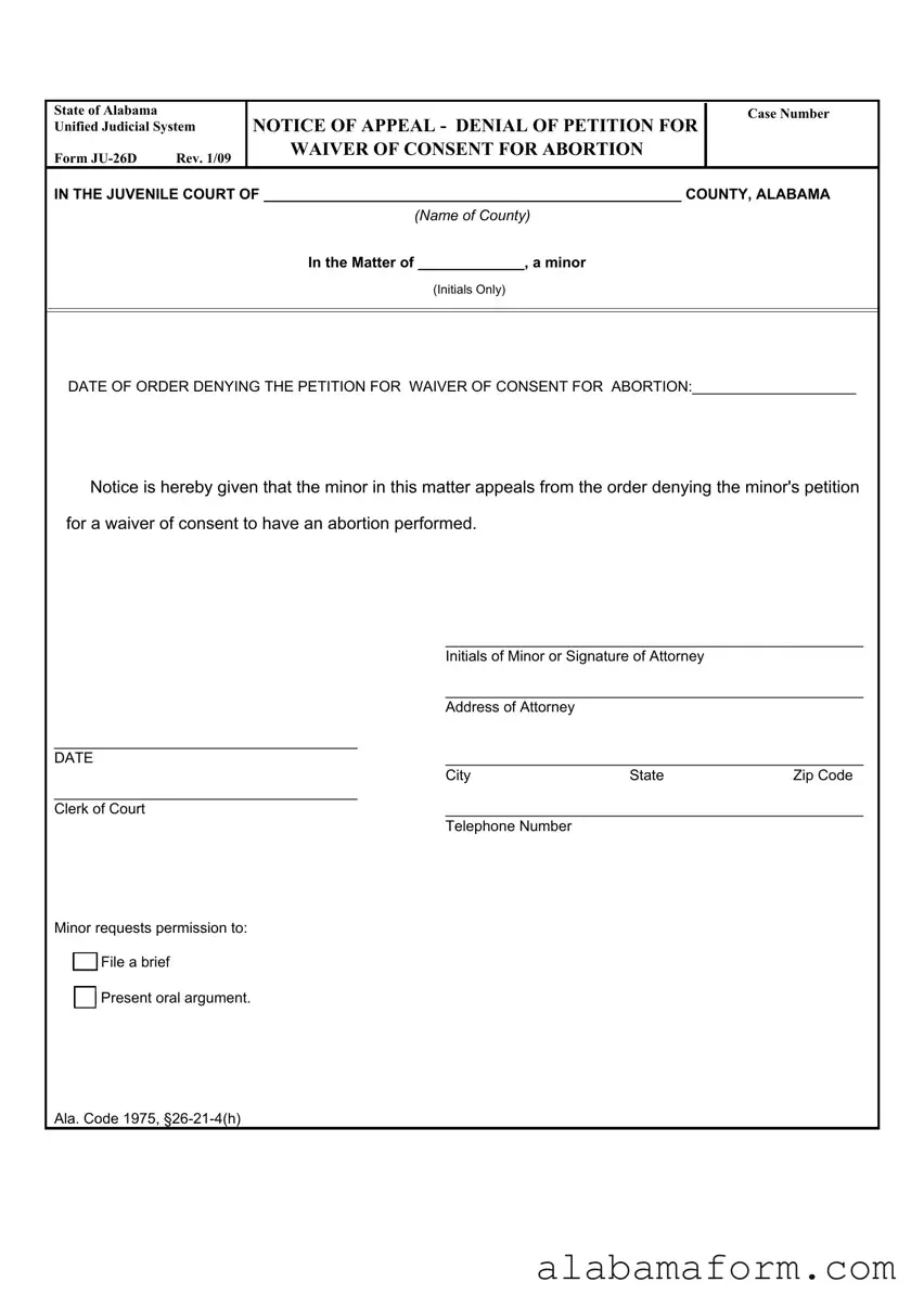 Blank Alabama Ju 26D PDF Template