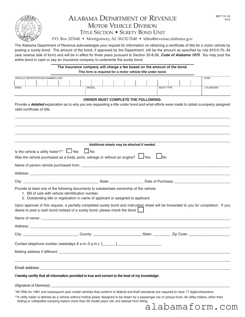 Blank Alabama Mvt 10 1A PDF Template