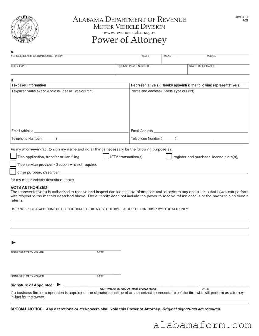 Blank Alabama Mvt 5 13 PDF Template