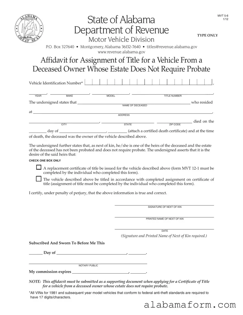 Blank Alabama Mvt 5 PDF Template