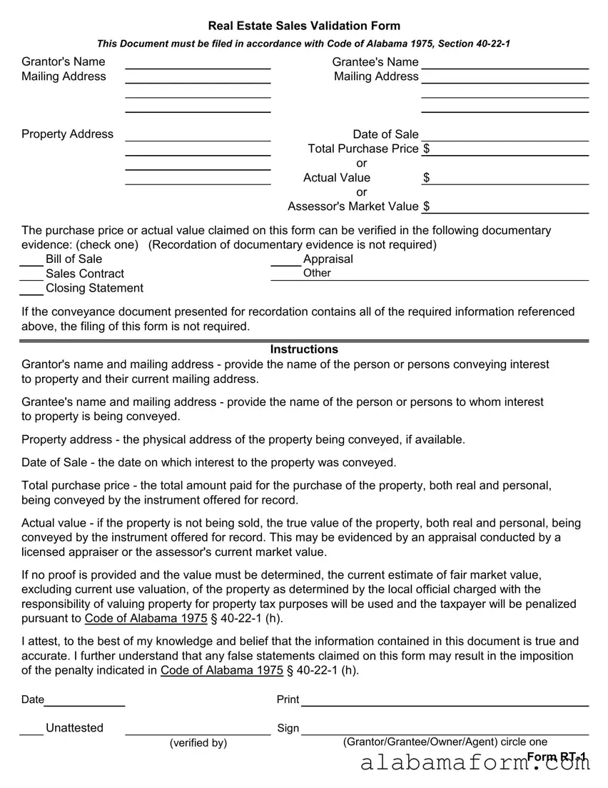 Blank Alabama Rt 1 PDF Template