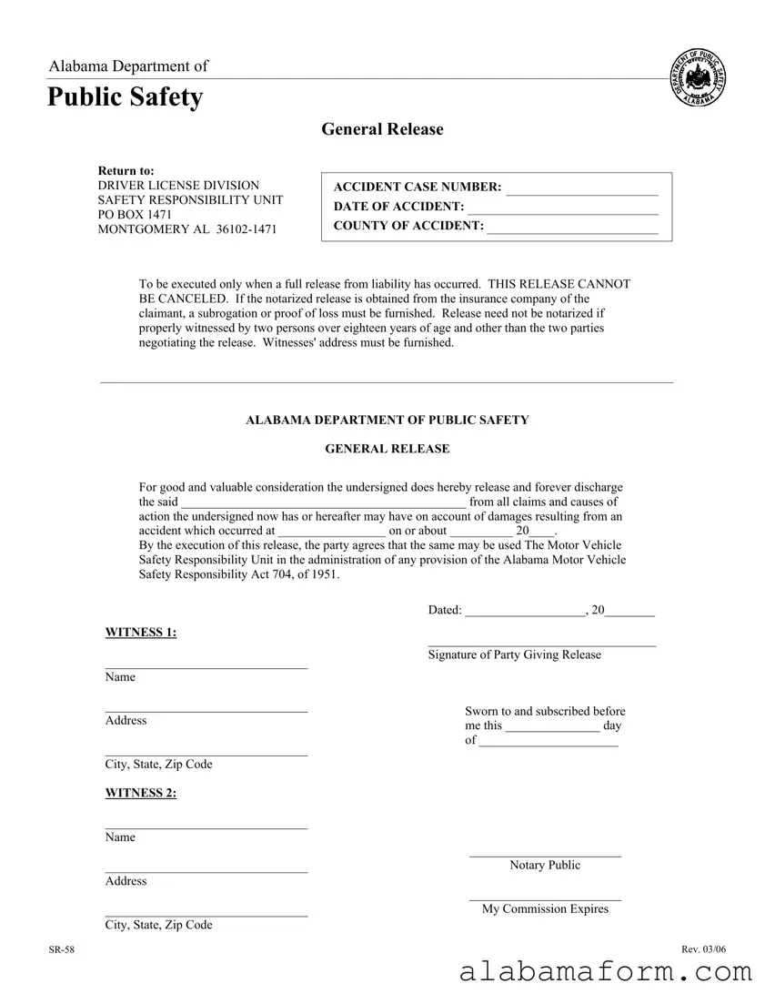 Blank Alabama Sr 58 PDF Template