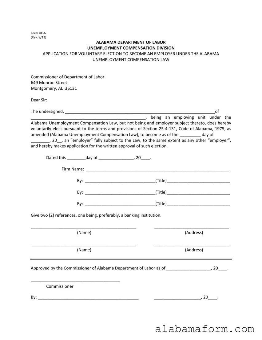 Blank Alabama Uc 6 PDF Template