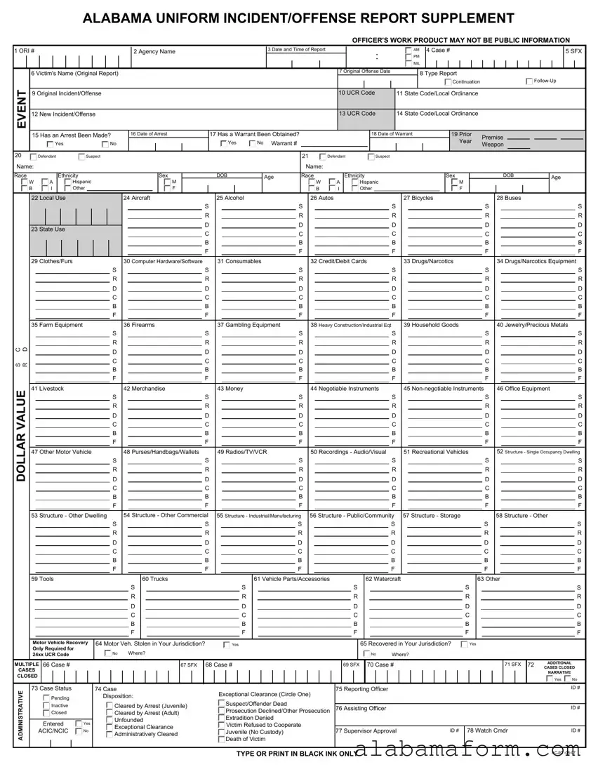 Blank Alabama Uniform Incident Report PDF Template