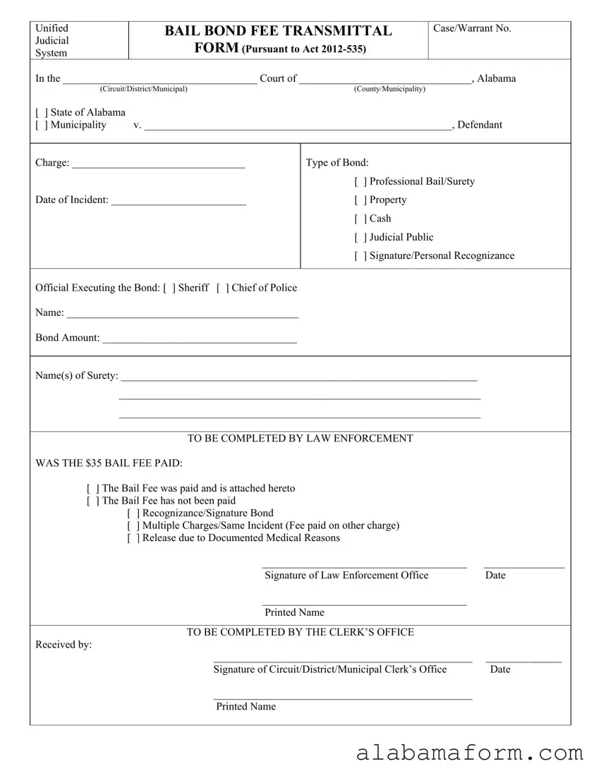 Blank Bond Release Alabama PDF Template