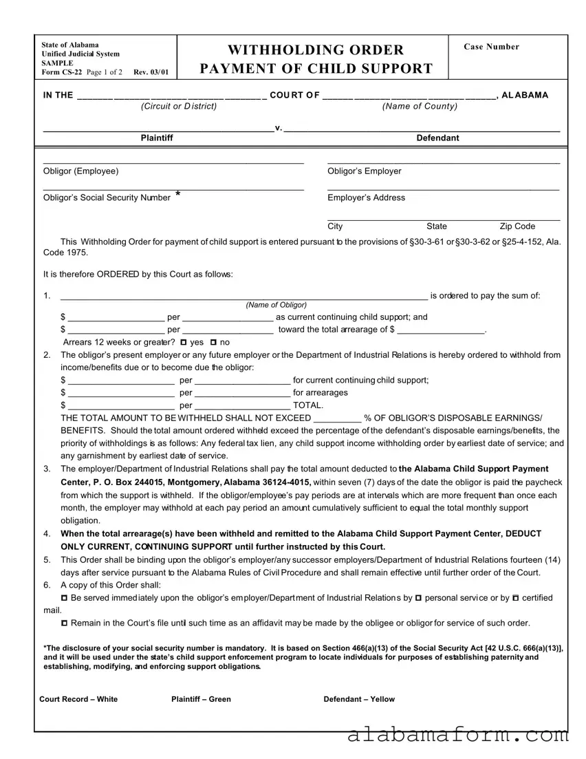 Blank Cs 22 Alabama PDF Template