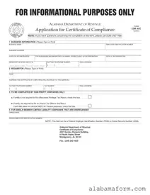 Blank Alabama Certificate Of Compliance PDF Template