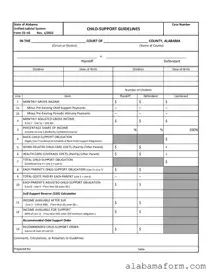 Blank Alabama Child Support Sheet PDF Template