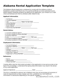 Fillable Alabama Rental Application Template