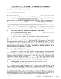 Blank Alabama Land Sales Contract PDF Template