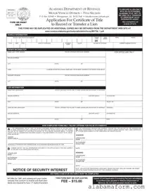 Blank Alabama Mvt 20 1 PDF Template