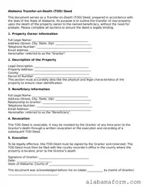 Fillable Alabama Transfer-on-Death Deed Template