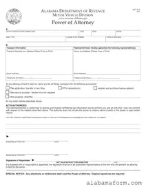 Blank Alabama Vehicle POA MVT 5-13 (Rev 09-19) PDF Template