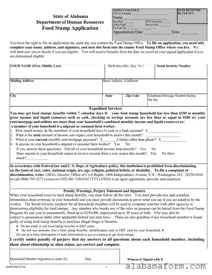 Blank Food Stamp Application Alabama PDF Template